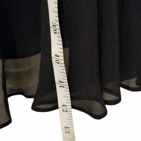 TED BAKER London Black Silk Dress Ruffle Trim and Bow Tie Accent Empire Waist - Picture 15 of 16